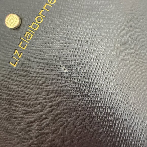 Liz Claiborne Adjustable Crossbody Messenger Bag Black Gold Hardware Polyvinyl - Picture 10 of 11